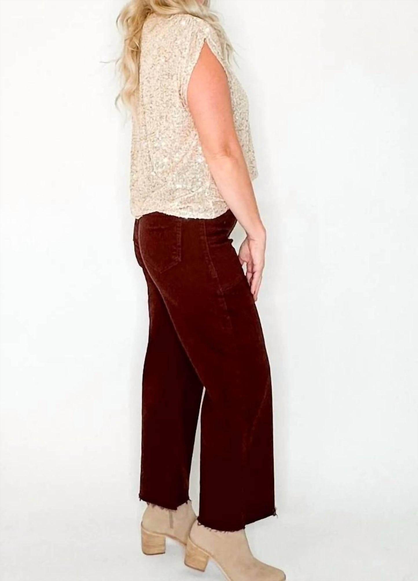 Sequin Ruched Shoulder Top