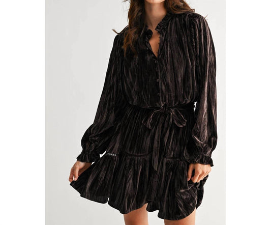 Seam Detail Velvet Mini Dress
