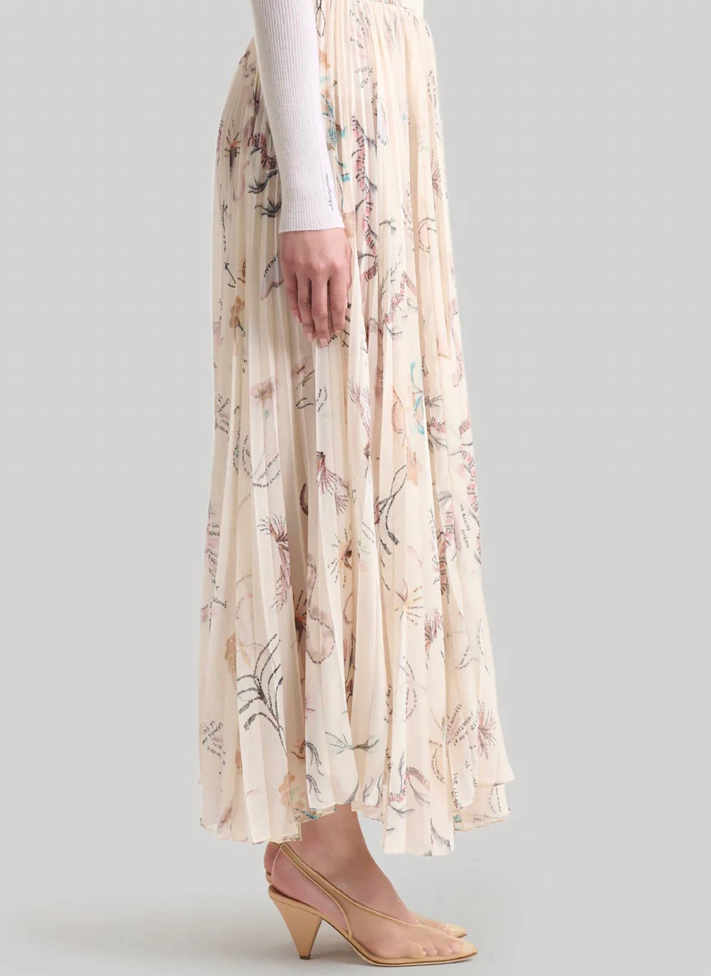 Sif Printed Tatoo Pleated Skirt