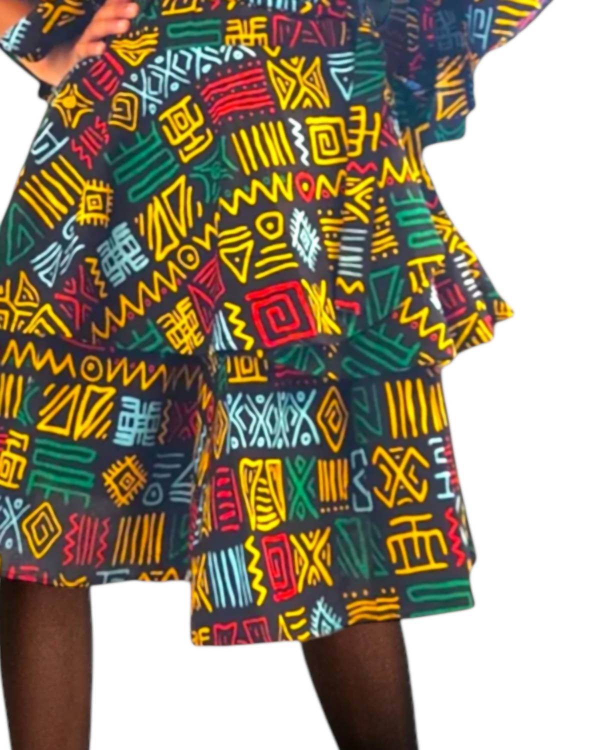 India Batik - Two Piece Rasta Wrap Blouse And Skirt Set - Rack Hunt -