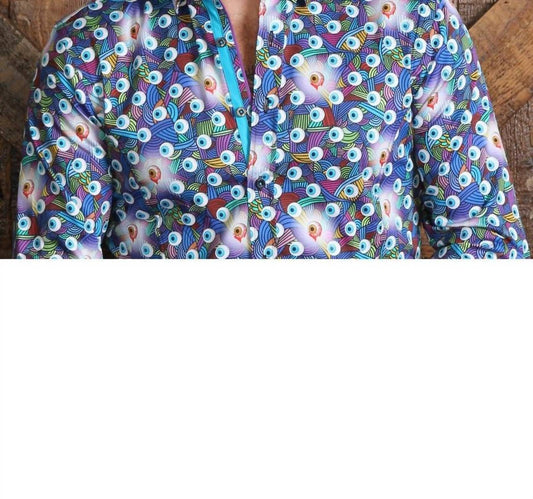 Radical Eyeball Button Down Shirt With Trim