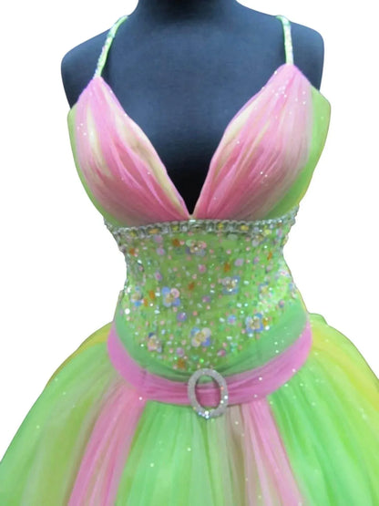 Precious Formals - Beaded Tulle Lace-up Back Ballgown - Rack Hunt