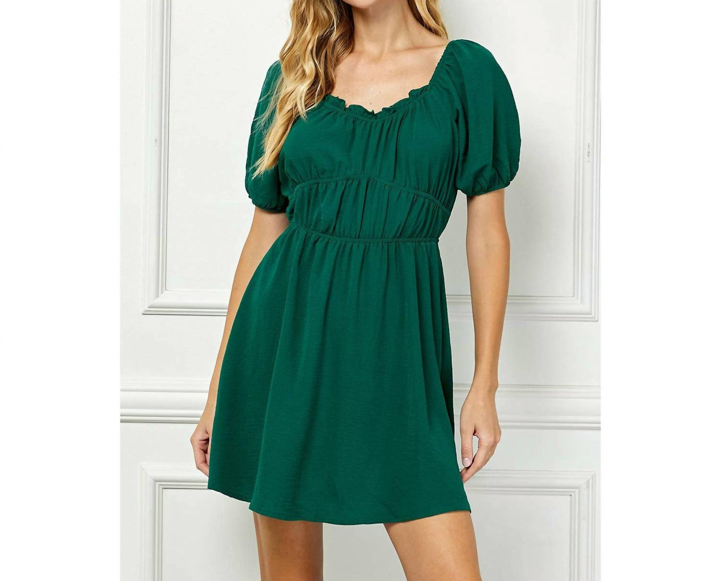 Puff Sleeve With Juliette Waist Tiered Dress