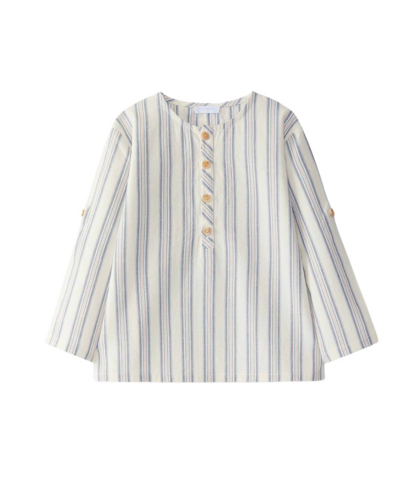 Laranjinha - Boy's Mandarin Collar Striped Shirt - Rack Hunt -