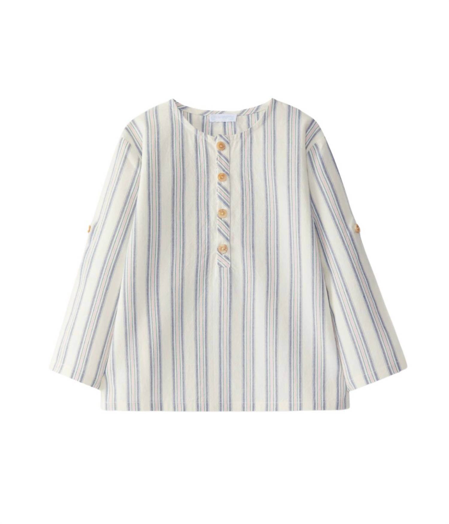 Laranjinha - Boy's Mandarin Collar Striped Shirt - Rack Hunt -