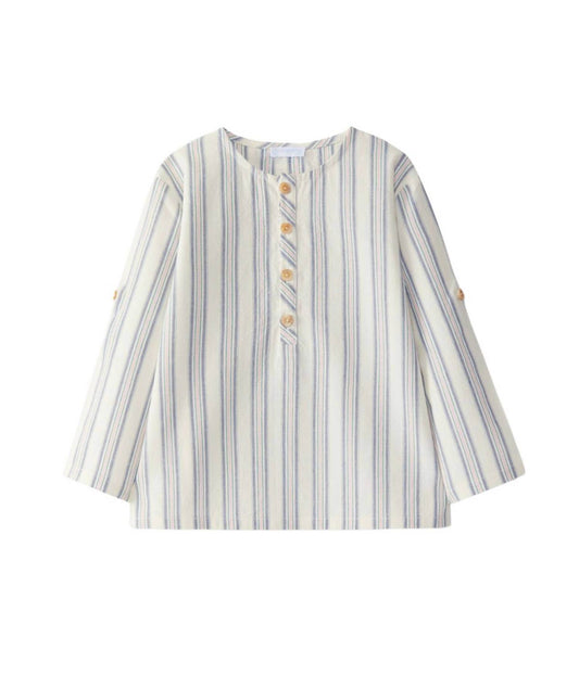 Laranjinha - Boy's Mandarin Collar Striped Shirt - Rack Hunt -