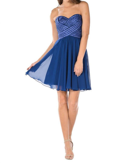 Sequined Top Short Strapless Dress