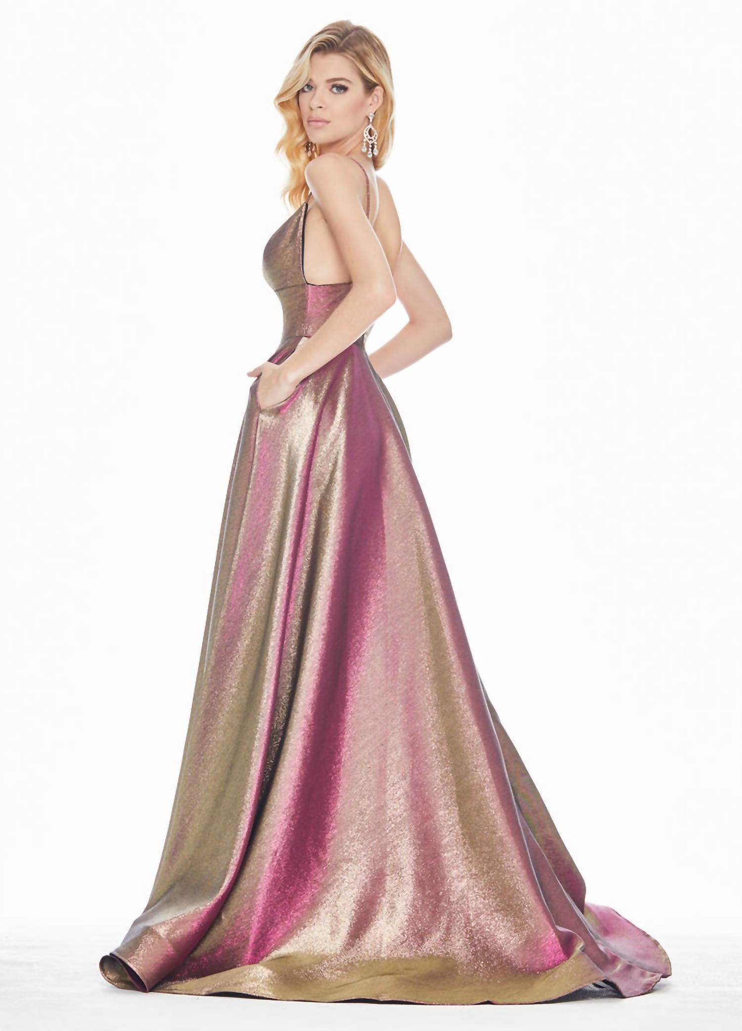 ASHLEYlauren - Sparkle V-neck Gown - Rack Hunt