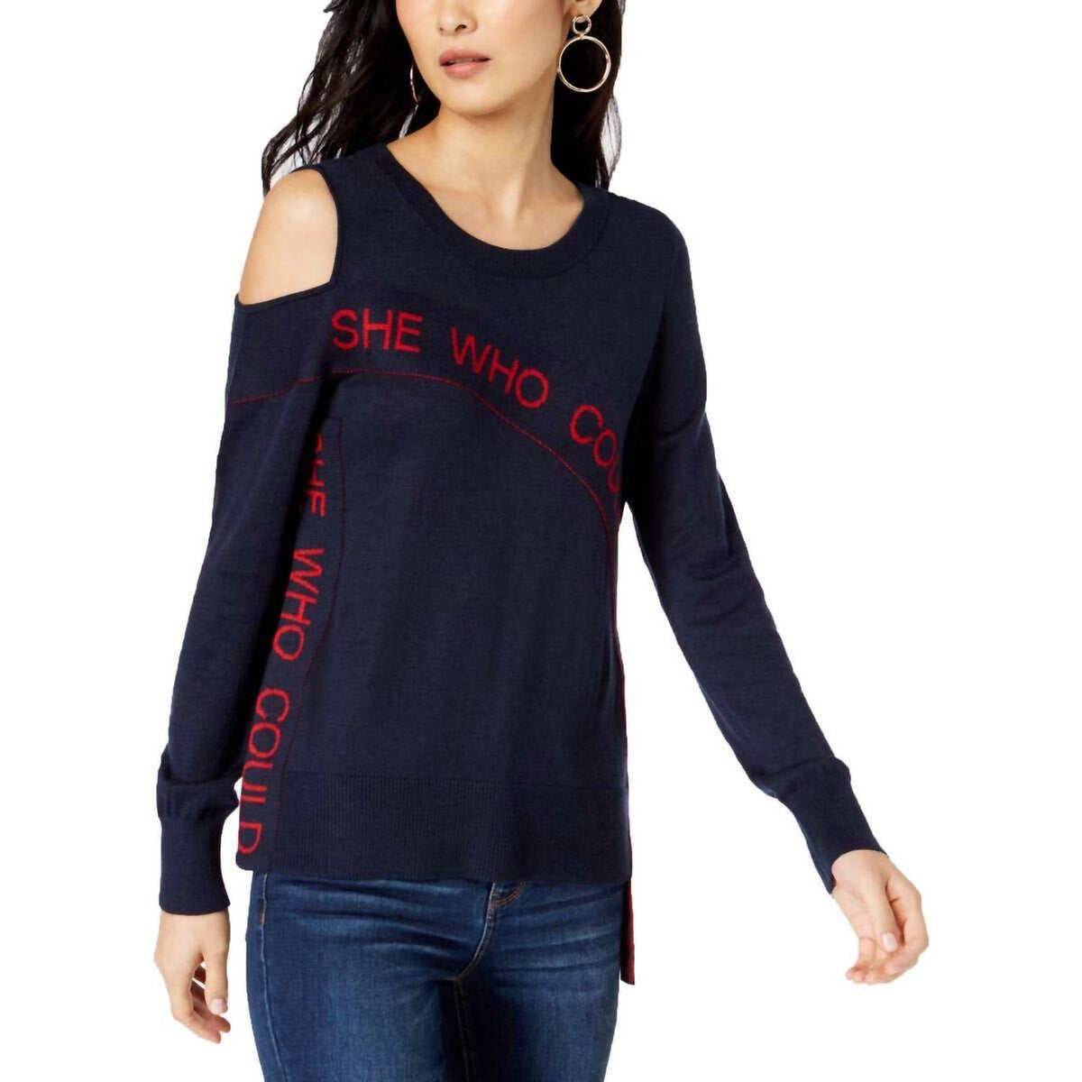 Graphic Print Asymmetrical Sweater