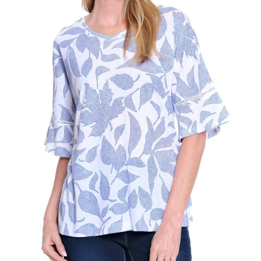 LINEN KNIT PULLOVER WITH ELBOW SLEEVES