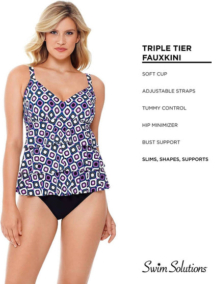 Printed Tiered Tummy Control One Piece Swimsuit