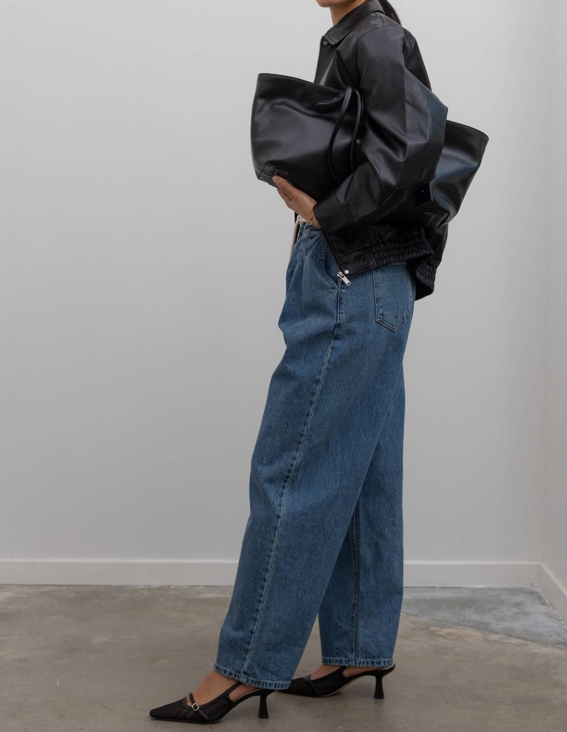 Pleated Drawstring Jeans