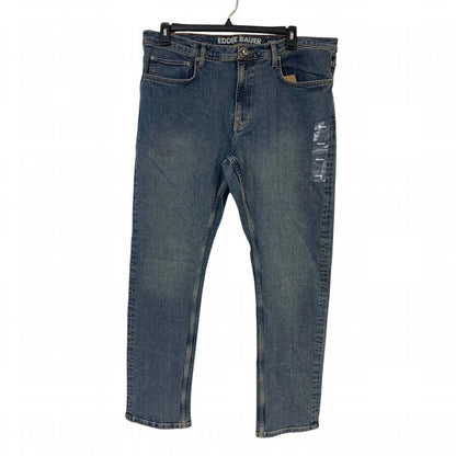Stretch Cotton Blend Straight Fit Denim Jeans