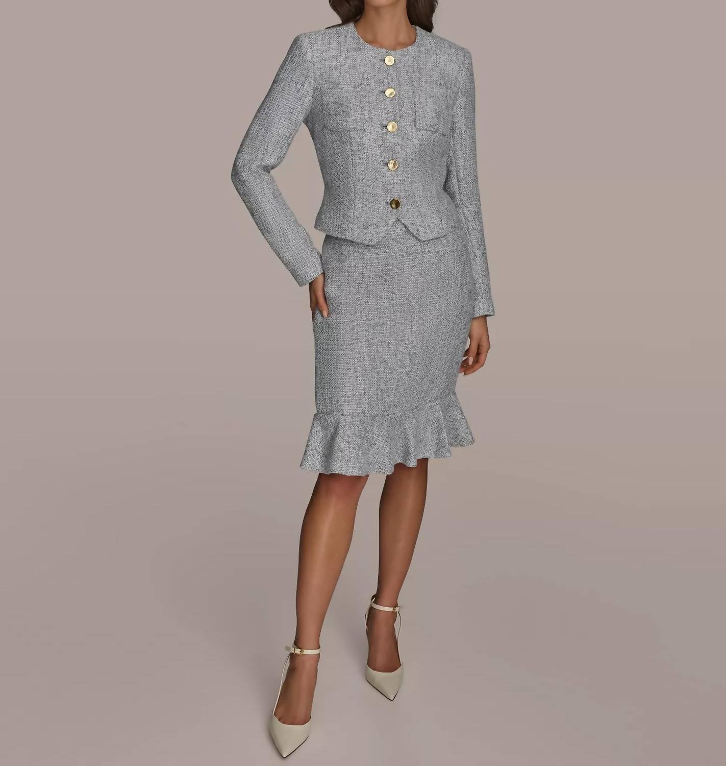 Tweed Ruffle Hem Skirt