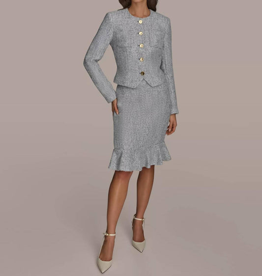 Tweed Ruffle Hem Skirt