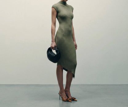 Asymmetric Sweater Midi Dress