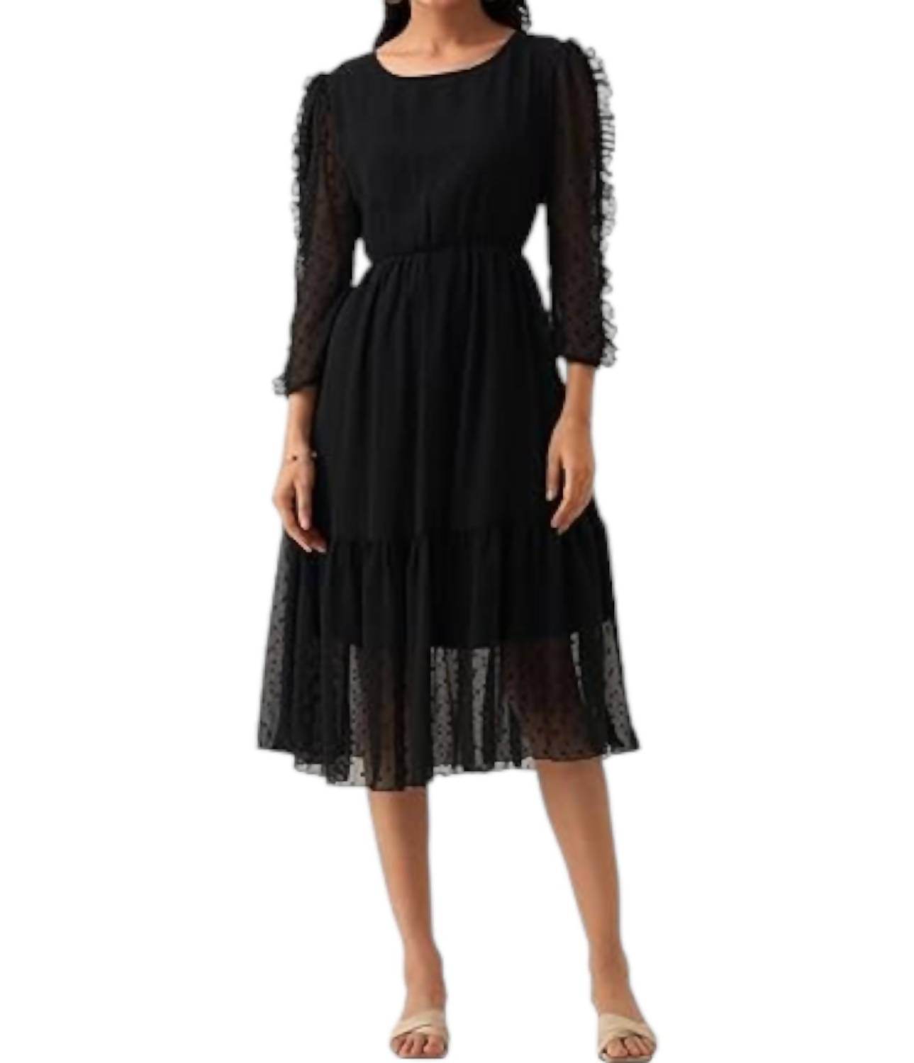 Style Instant - Chiffon Brasso Swiss Dot Dress - Rack Hunt -