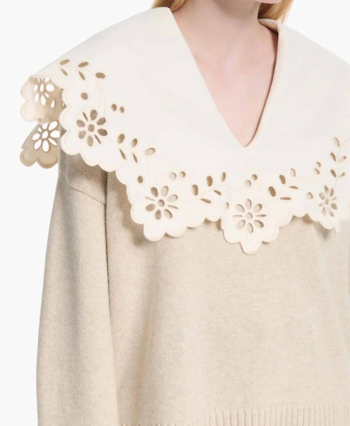 Toro Broderie Anglaise Collar Sweater
