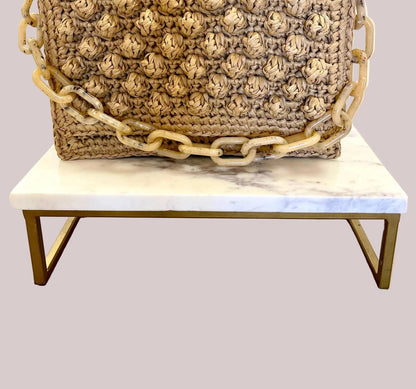 Women's Olympia Leather Raffia Bag