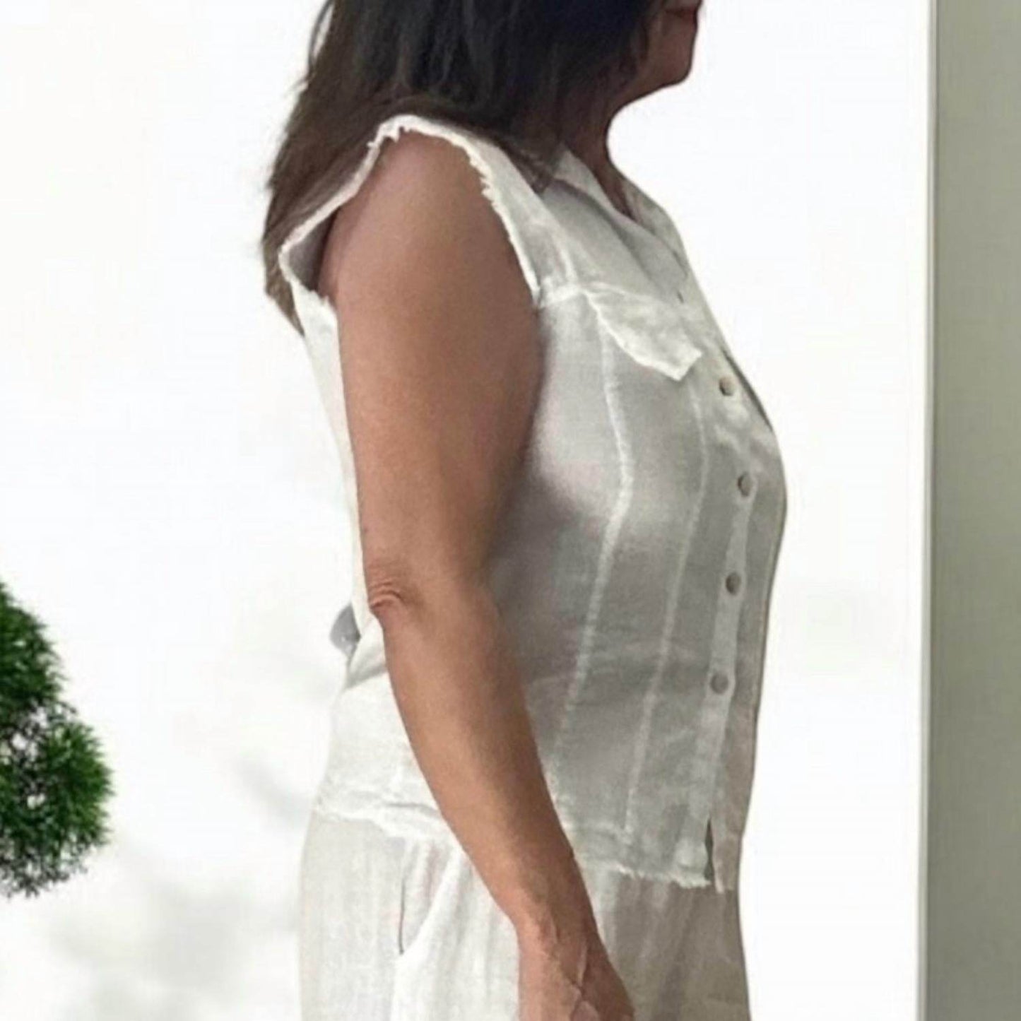 Joyna - Light Linen Waistcoat Top - Rack Hunt -