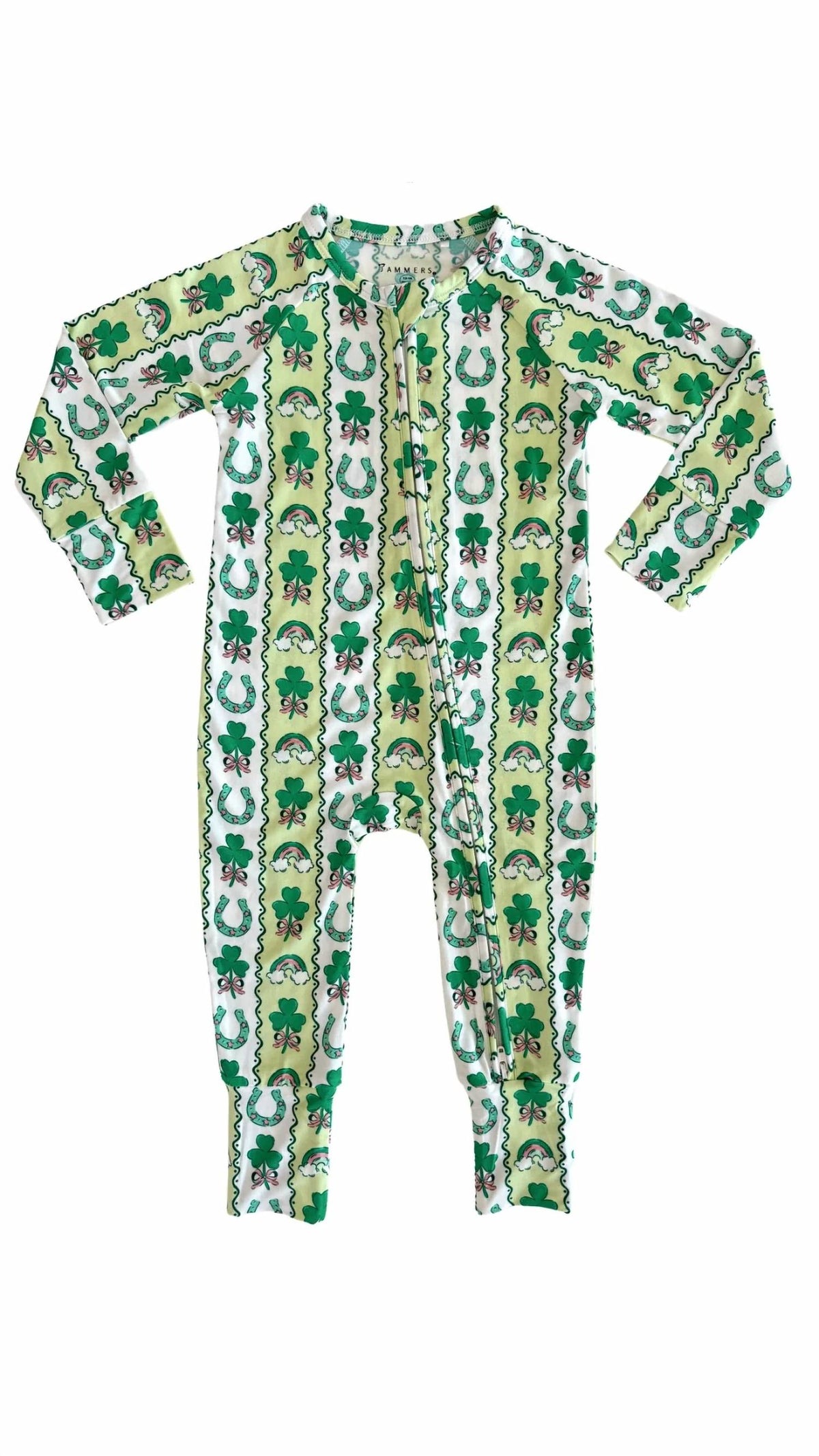 Boys Snuggly Shamrocks Zipper Romper