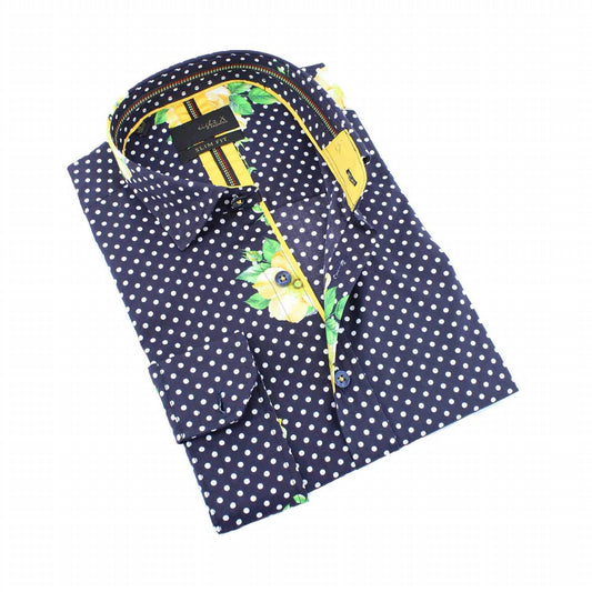 Dot Print Floral Button Down Shirt
