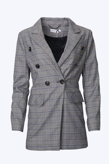 belle & bloom - DOUBLE-BREASTED PRINCE OF WALES CHECKED WOVEN BLAZER - Rack Hunt