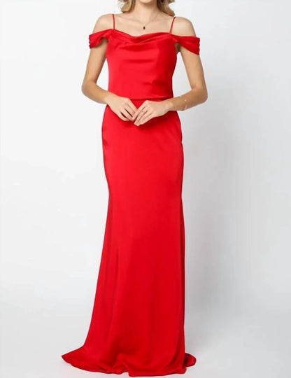 Juliet - Draped Off-the-shoulder Evening Gown - Rack Hunt