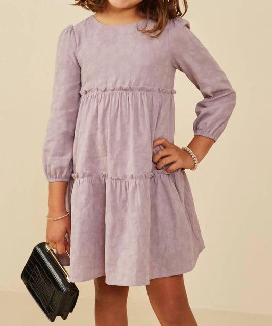 Girl's Floral Textured Button Back Ruffle Tiered Dress