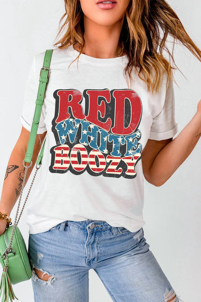 Red White Boozy Patriotic Graphic Tee