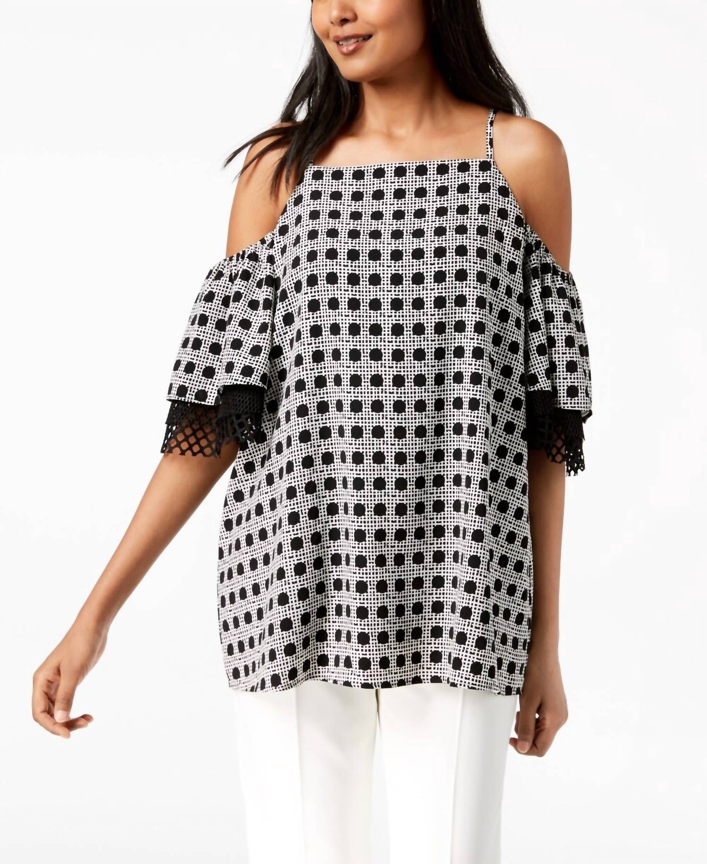 Printed Cold Shoulder Top