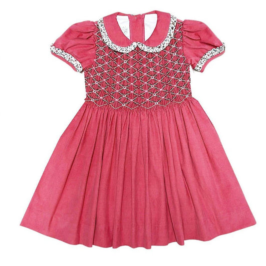 Girl's Isabella Hand Smocked Corduroy Dress