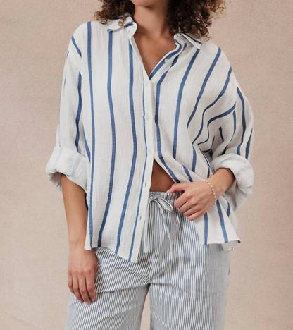 Striped Gauze Button Down Shirt