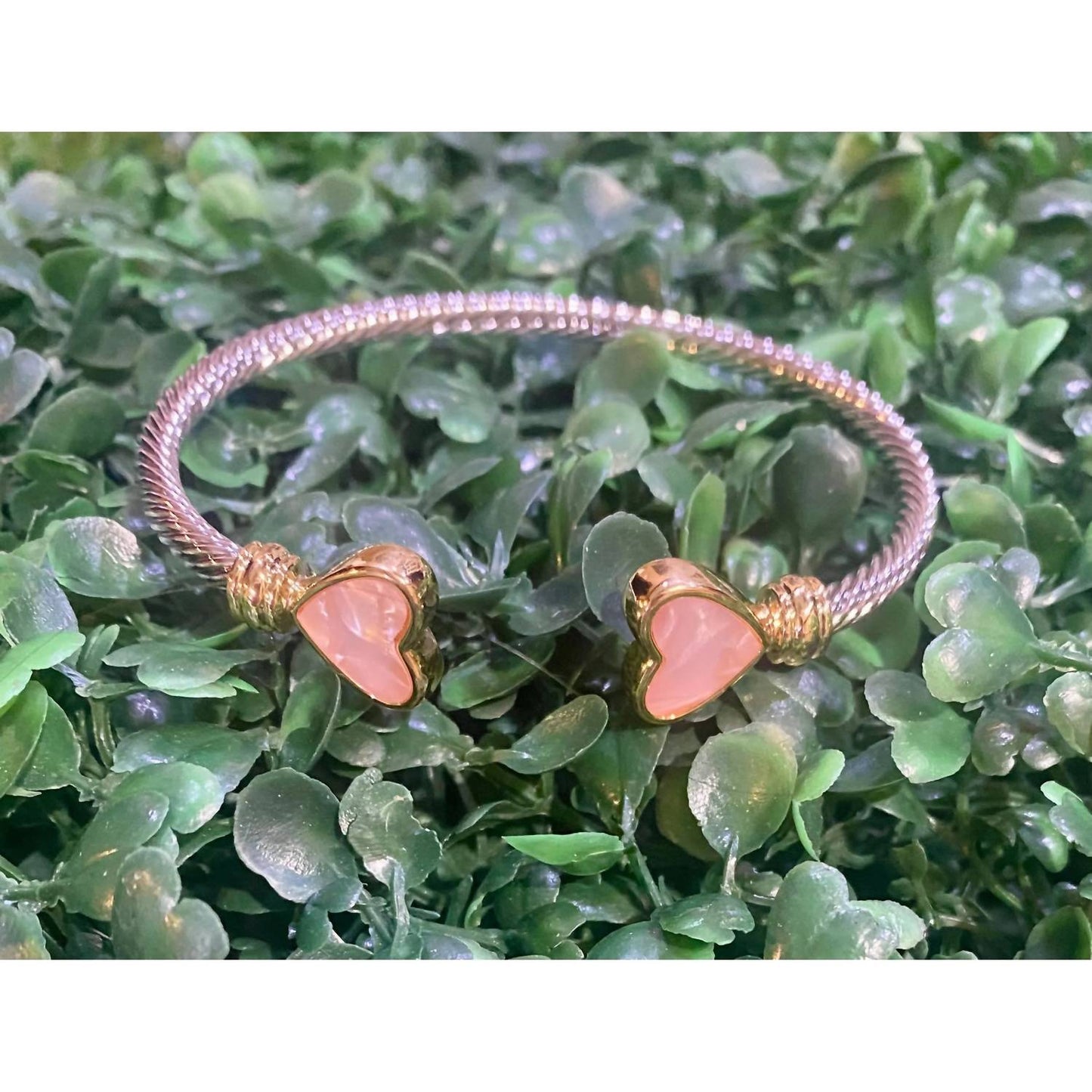 Women's Heart Cable Bracelet With Gold Accents