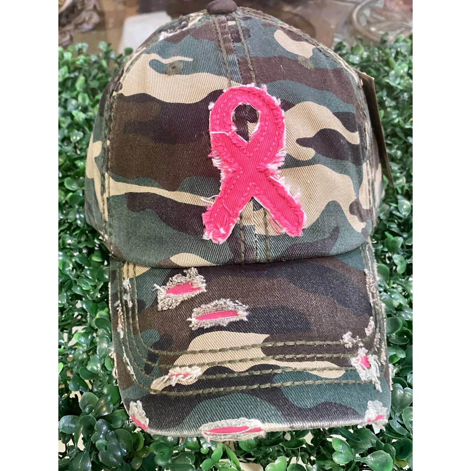 KBETHOS - Women's Distressed Ribbon Hope Baseball Cap - Rack Hunt