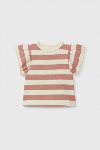 Girls Striped Ruffle T-shirt