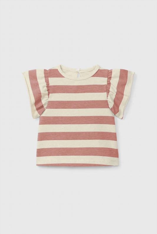 Girls Striped Ruffle T-shirt