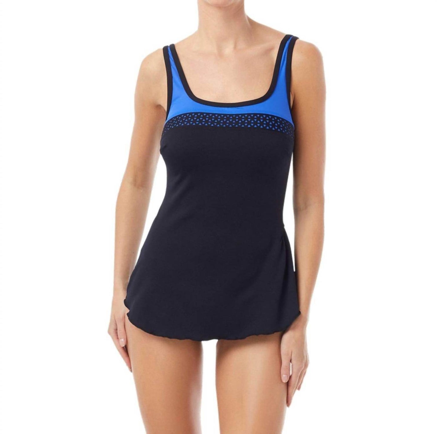 Gabar - Light Stream C-cup Hydrofinity Laser Cut Square Neck Sarong One Piece Swimsuit - Rack Hunt -