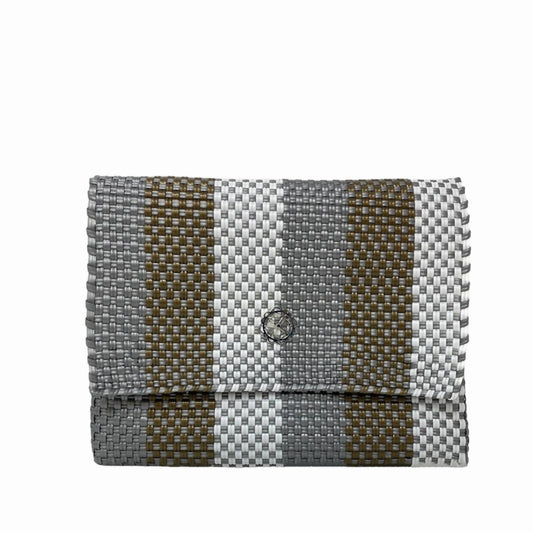 Women's Woven Stripe Long Metal Strap Crossbody Bag
