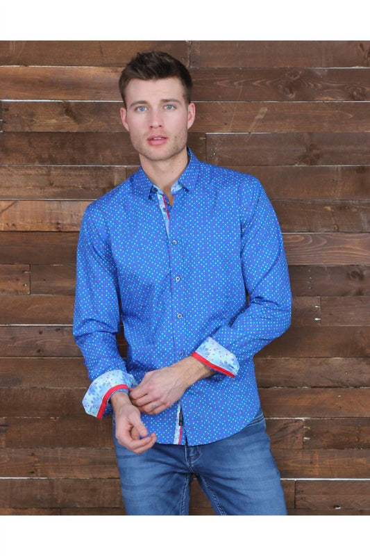 Colorful Dots Button Down Print Shirt With Trim