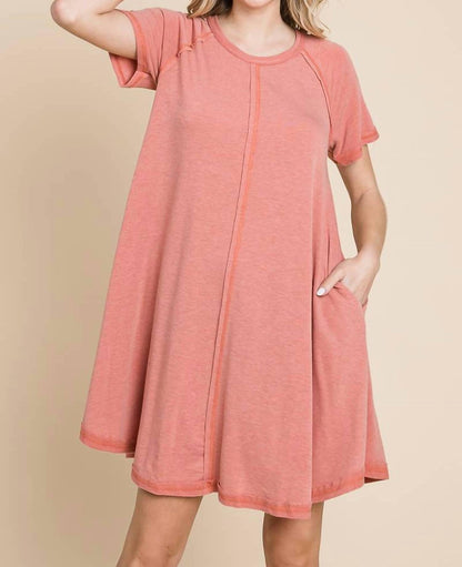 Women’s Solid T Shirt Swing Mini Dress