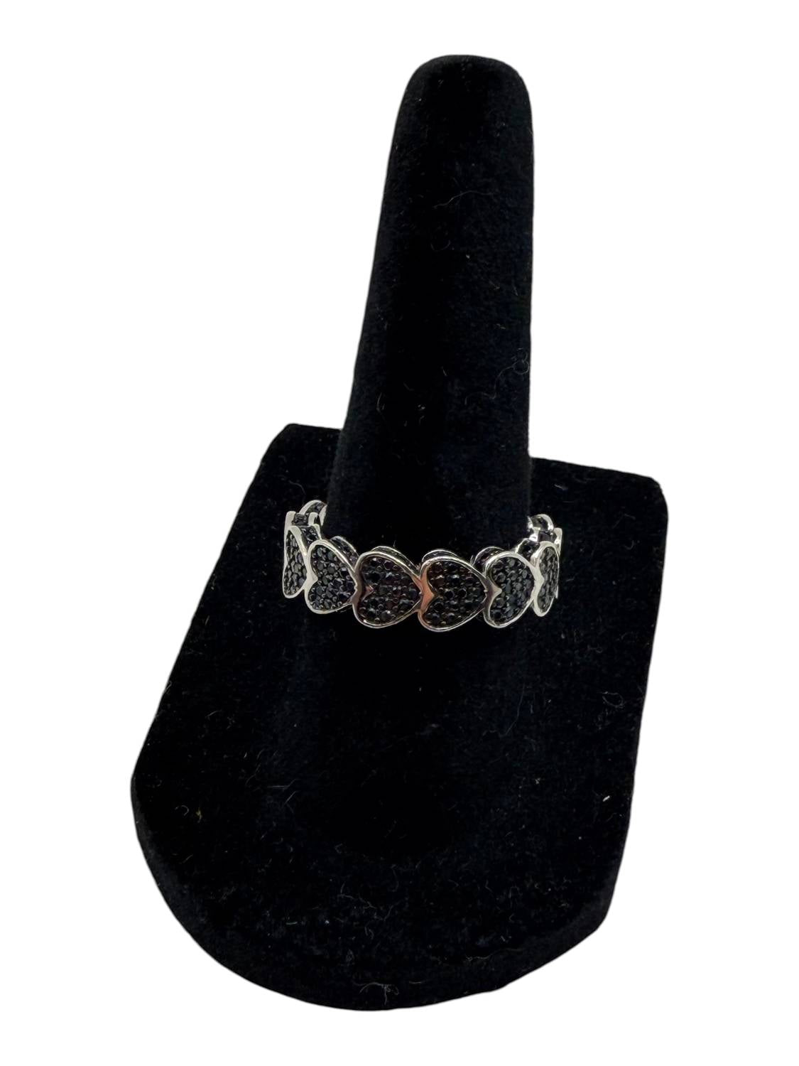 Women's Spinel Pave Hearts Eternity Ring