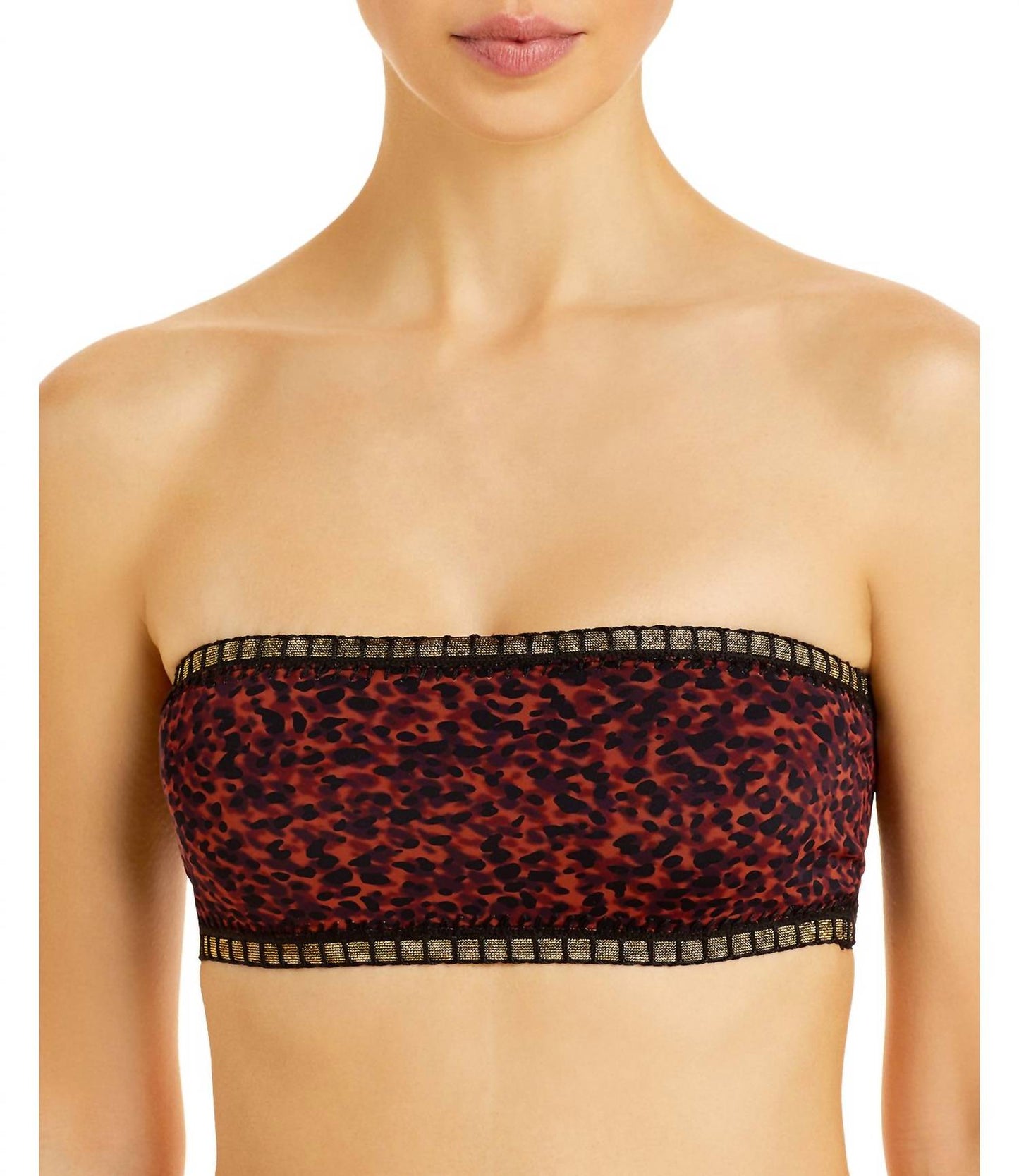 Women's Printed Crochet Bandeau Bikini Top
