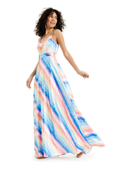 Spaghetti Strap V Neck Full-length Evening Dress