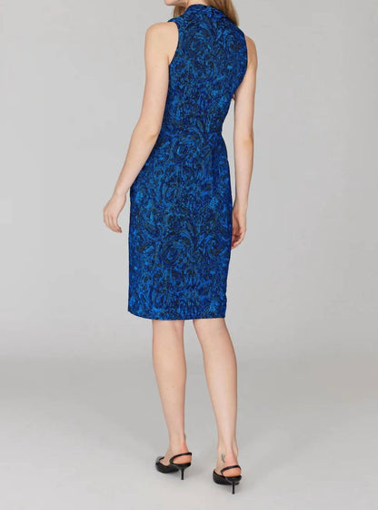 Paisley Stretch Jacquard Fitted Dress