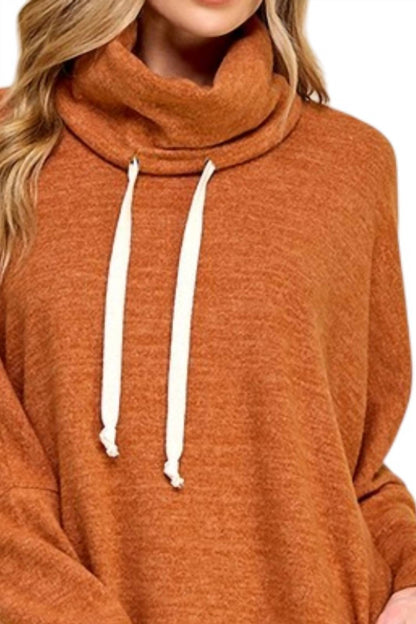 Turtleneck Longline Pullover Top - Plus