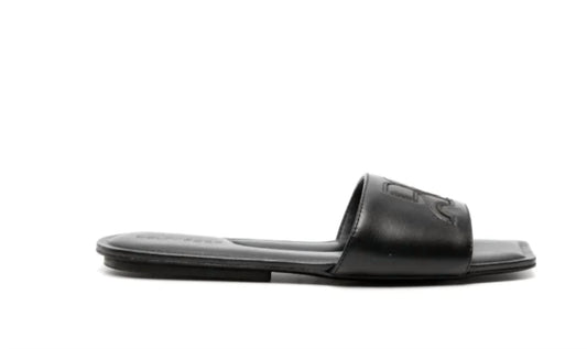 Women's Logo Patch Leather Slide Sandals
