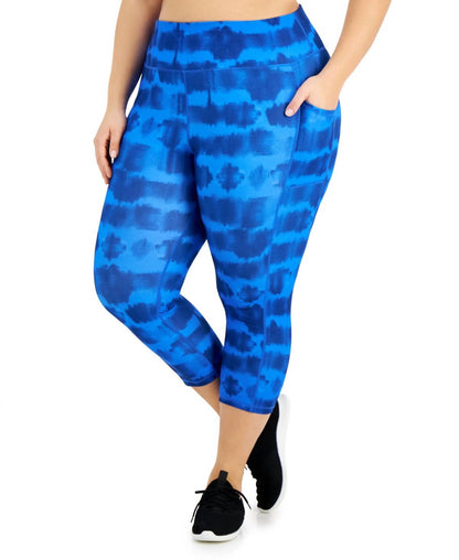 Activewear Plus Size Tie-dye Cropped Leggings