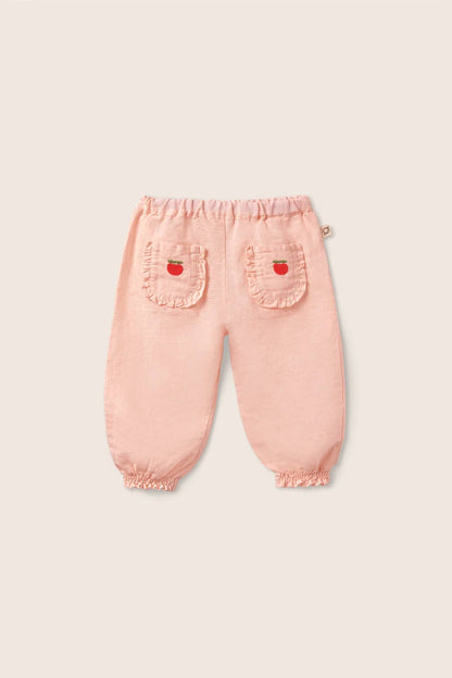 Girls Cotton Linen Ruffle Pants