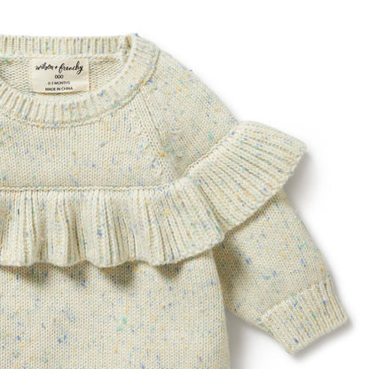 Kid's Knitted Ruffle Sweater